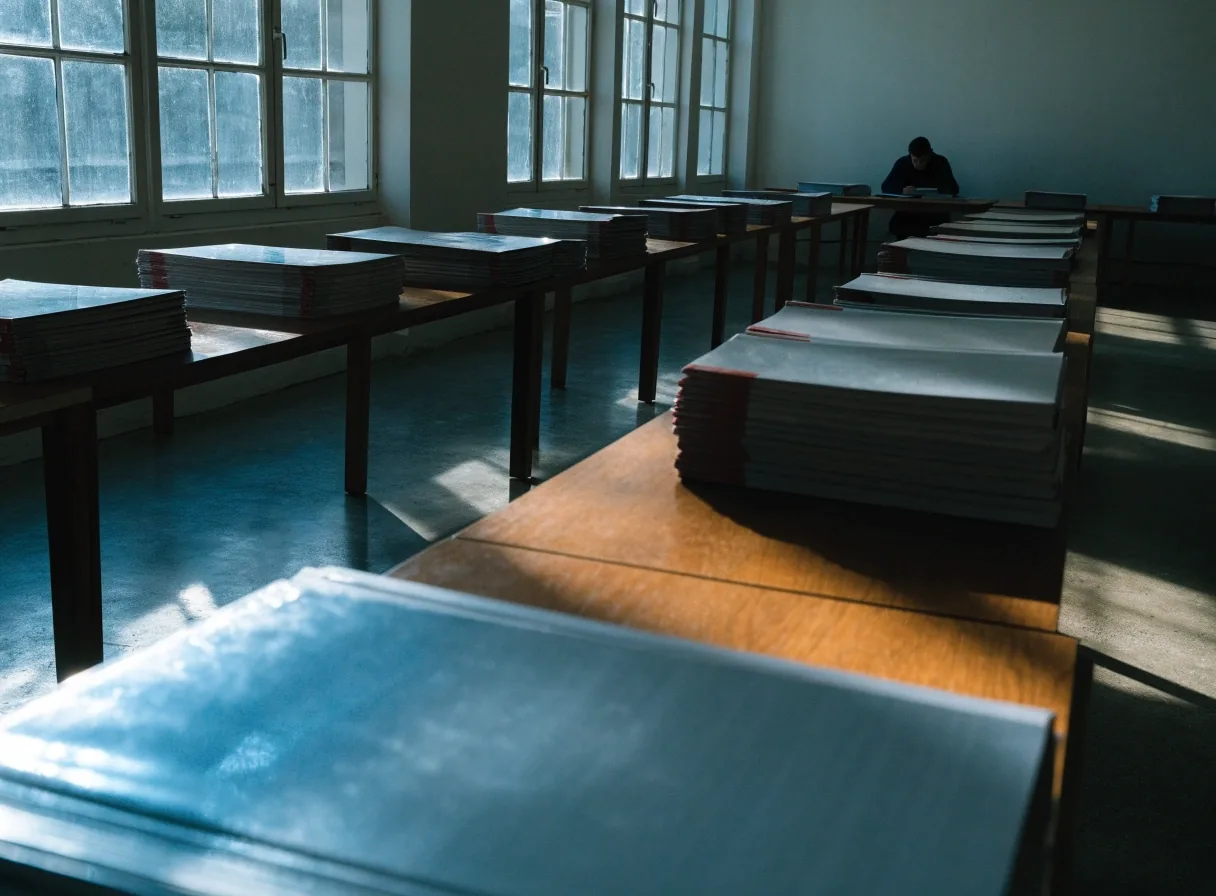 Sala de lectura de registros demográficos con luz natural en Bilbao